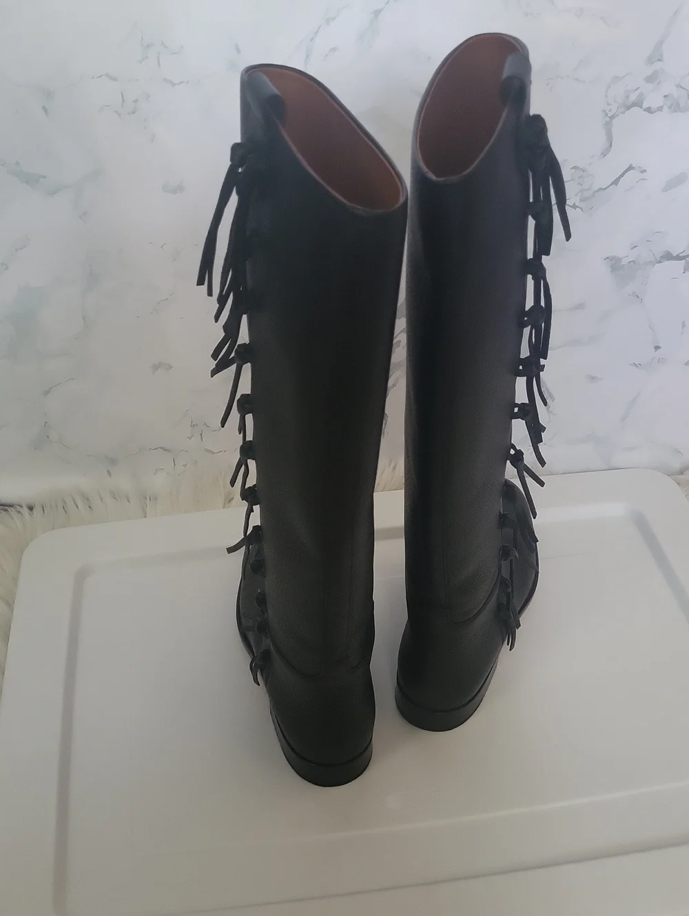 Valentino Garavani Tall Black leather riding boots